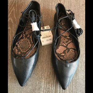 ZARA animal print tied ballet flats